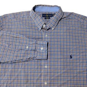 Ralph Lauren Plaid Shirt Men's 2XB Big‎ Long Sleeve Shirt Stretch Cotton Pony